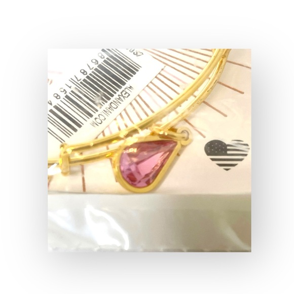 new Alex and Ani ꥟ Swarovski Crystal Birthstone Expandable Bangle ꥟ Gold + Pink - Picture 9 of 16